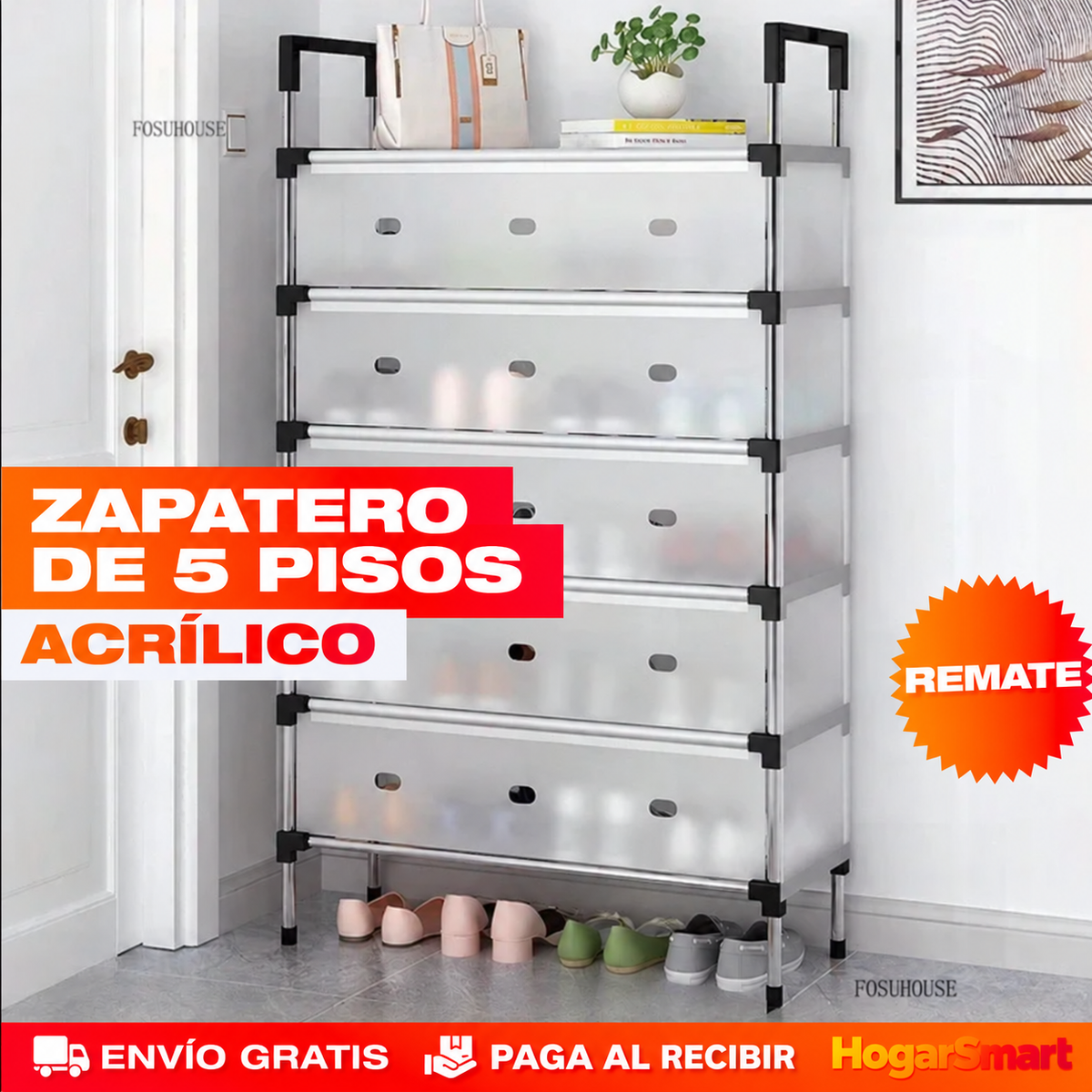 Zapatero de 5 Pisos en Acrílico
