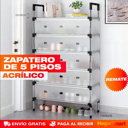 Zapatero de 5 Pisos en Acrílico